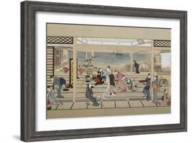 Moonlight Revelry at Dozo Sagami, Late 18th C-Kitagawa Utamaro-Framed Giclee Print