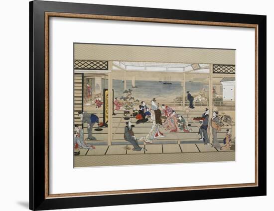 Moonlight Revelry at Dozo Sagami, Late 18th C-Kitagawa Utamaro-Framed Giclee Print