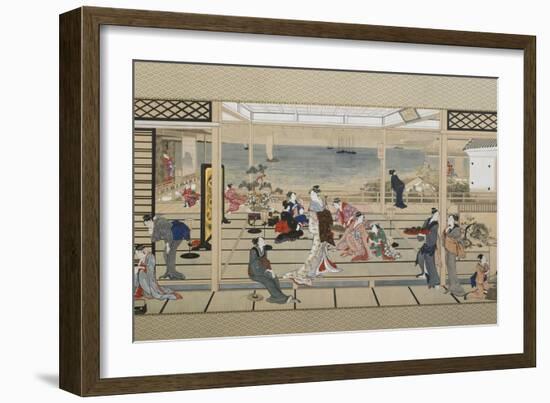 Moonlight Revelry at Dozo Sagami, Late 18th C-Kitagawa Utamaro-Framed Giclee Print