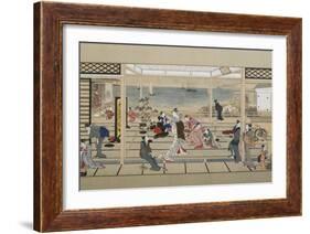 Moonlight Revelry at Dozo Sagami, Late 18th C-Kitagawa Utamaro-Framed Giclee Print