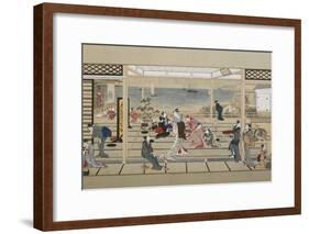 Moonlight Revelry at Dozo Sagami, Late 18th C-Kitagawa Utamaro-Framed Giclee Print
