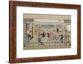 Moonlight Revelry at Dozo Sagami, Late 18th C-Kitagawa Utamaro-Framed Giclee Print