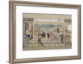 Moonlight Revelry at Dozo Sagami, Late 18th C-Kitagawa Utamaro-Framed Giclee Print
