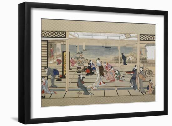 Moonlight Revelry at Dozo Sagami, Late 18th C-Kitagawa Utamaro-Framed Giclee Print