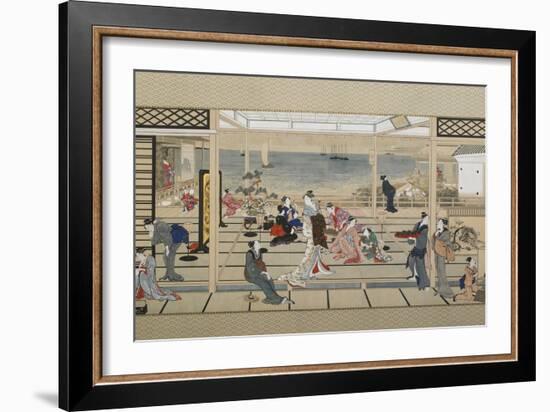 Moonlight Revelry at Dozo Sagami, Late 18th C-Kitagawa Utamaro-Framed Giclee Print