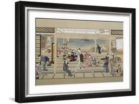 Moonlight Revelry at Dozo Sagami, Late 18th C-Kitagawa Utamaro-Framed Giclee Print