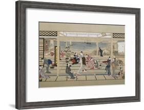 Moonlight Revelry at Dozo Sagami, Late 18th C-Kitagawa Utamaro-Framed Giclee Print