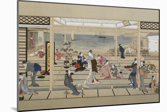 Moonlight Revelry at Dozo Sagami, Late 18th C-Kitagawa Utamaro-Mounted Giclee Print