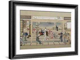 Moonlight Revelry at Dozo Sagami, Late 18th C-Kitagawa Utamaro-Framed Giclee Print