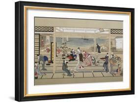 Moonlight Revelry at Dozo Sagami, Late 18th C-Kitagawa Utamaro-Framed Giclee Print