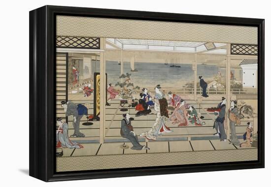 Moonlight Revelry at Dozo Sagami, Late 18th C-Kitagawa Utamaro-Framed Premier Image Canvas