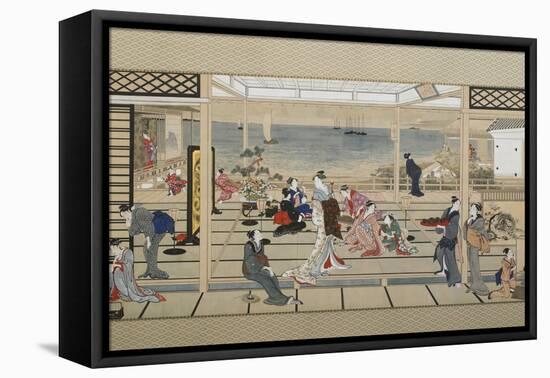 Moonlight Revelry at Dozo Sagami, Late 18th C-Kitagawa Utamaro-Framed Premier Image Canvas