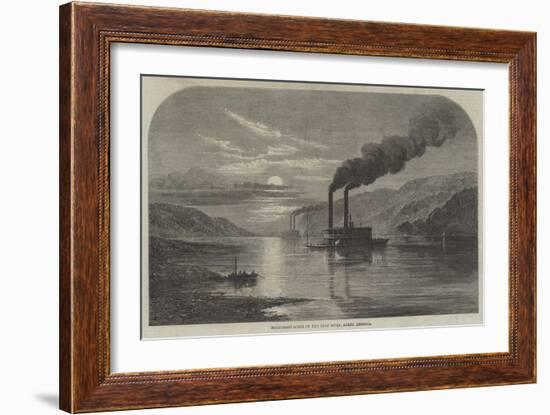 Moonlight Scene on the Ohio River, North America-null-Framed Giclee Print