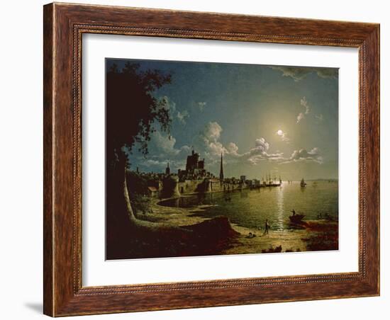 Moonlight Scene, Southampton, 1820-Sebastian Pether-Framed Giclee Print