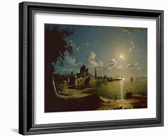 Moonlight Scene, Southampton, 1820-Sebastian Pether-Framed Giclee Print