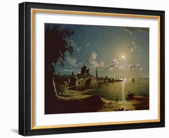 Moonlight Scene, Southampton, 1820-Sebastian Pether-Framed Giclee Print