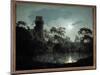 Moonlight with Lake and Castle Romantic Night Landscape. Painting by Joseph Wright of Derby (1734-1-Joseph Wright of Derby-Mounted Giclee Print