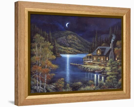 Moonlit Cabin-John Zaccheo-Framed Premier Image Canvas