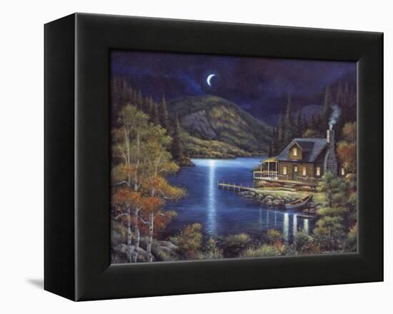 Moonlit Cabin-John Zaccheo-Framed Premier Image Canvas