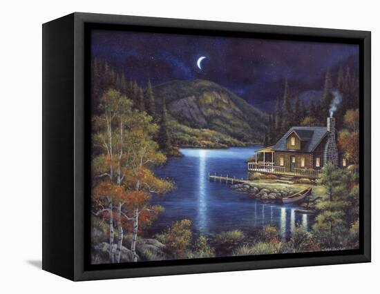 Moonlit Cabin-John Zaccheo-Framed Premier Image Canvas