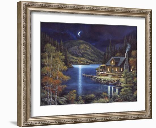 Moonlit Cabin-John Zaccheo-Framed Giclee Print