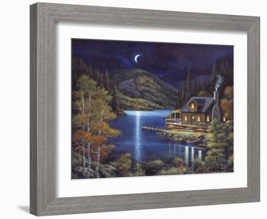 Moonlit Cabin-John Zaccheo-Framed Giclee Print