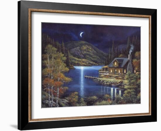 Moonlit Cabin-John Zaccheo-Framed Giclee Print