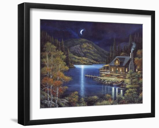 Moonlit Cabin-John Zaccheo-Framed Giclee Print
