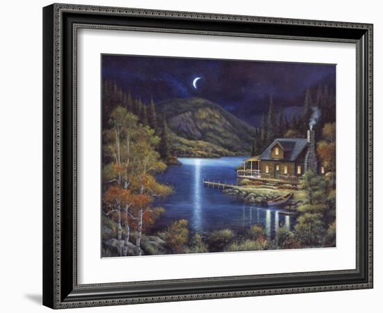 Moonlit Cabin-John Zaccheo-Framed Giclee Print