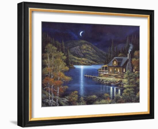 Moonlit Cabin-John Zaccheo-Framed Giclee Print