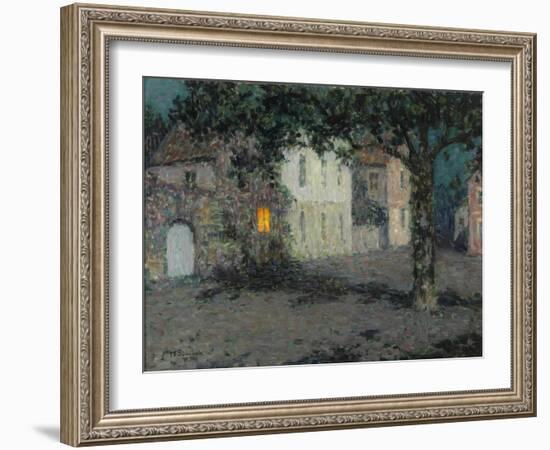 Moonlit City Square in Cherbourg, Ca 1934-Henri Eugene Augustin Le Sidaner-Framed Giclee Print