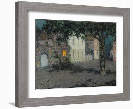 Moonlit City Square in Cherbourg, Ca 1934-Henri Eugene Augustin Le Sidaner-Framed Giclee Print