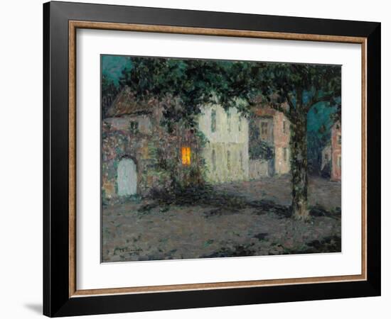 Moonlit City Square in Cherbourg-Henri Eugene Augustin Le Sidaner-Framed Giclee Print