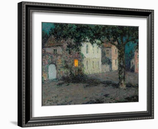 Moonlit City Square in Cherbourg-Henri Eugene Augustin Le Sidaner-Framed Giclee Print