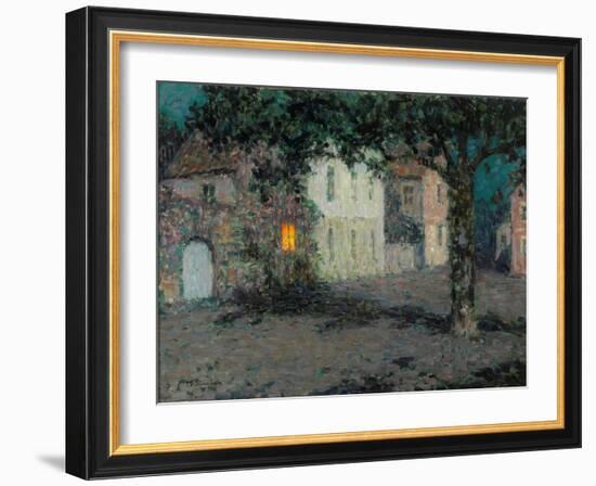 Moonlit City Square in Cherbourg-Henri Eugene Augustin Le Sidaner-Framed Giclee Print