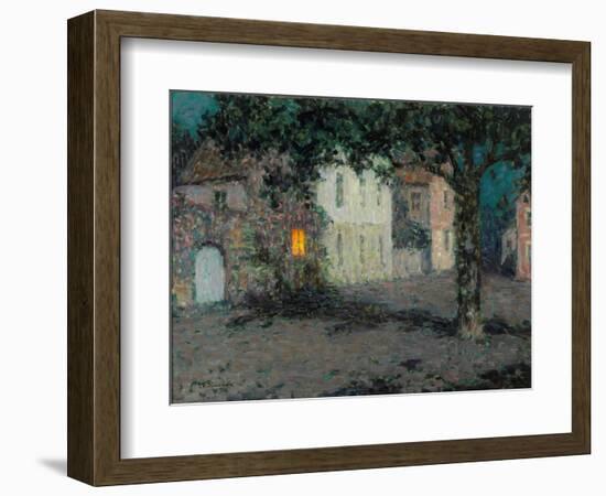 Moonlit City Square in Cherbourg-Henri Eugene Augustin Le Sidaner-Framed Giclee Print