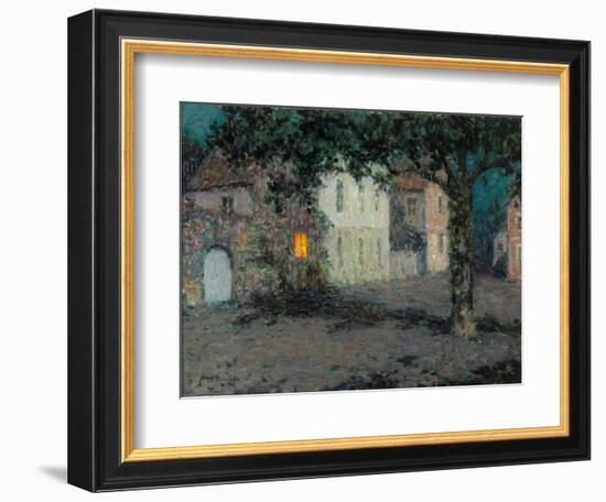 Moonlit City Square in Cherbourg-Henri Eugene Augustin Le Sidaner-Framed Giclee Print