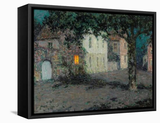 Moonlit City Square in Cherbourg-Henri Eugene Augustin Le Sidaner-Framed Premier Image Canvas