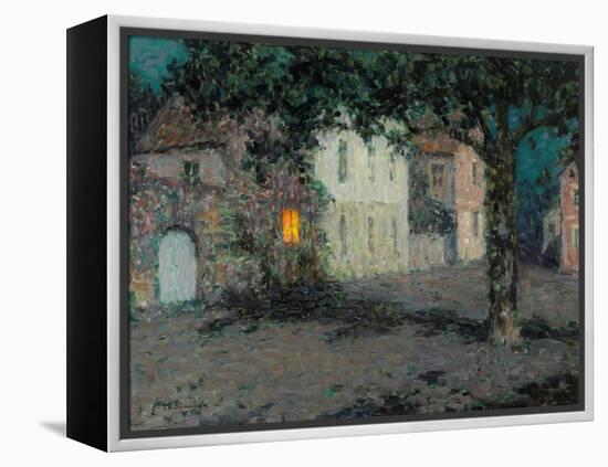 Moonlit City Square in Cherbourg-Henri Eugene Augustin Le Sidaner-Framed Premier Image Canvas