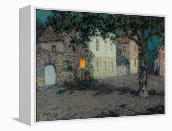 Moonlit City Square in Cherbourg-Henri Eugene Augustin Le Sidaner-Framed Premier Image Canvas