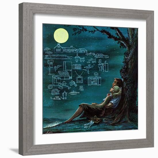 "Moonlit Future", August 15, 1959-Constantin Alajalov-Framed Giclee Print