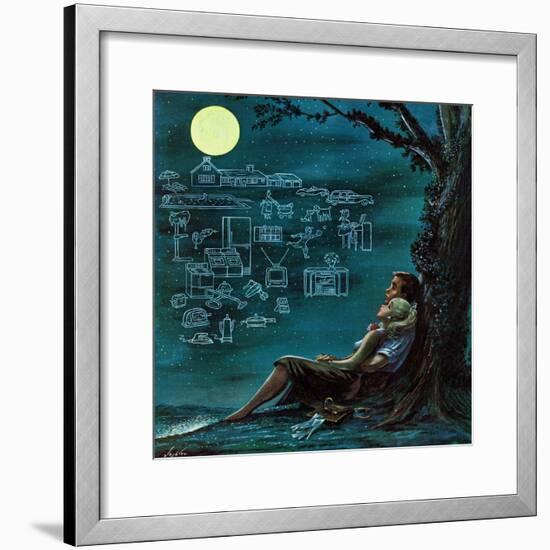 "Moonlit Future", August 15, 1959-Constantin Alajalov-Framed Giclee Print