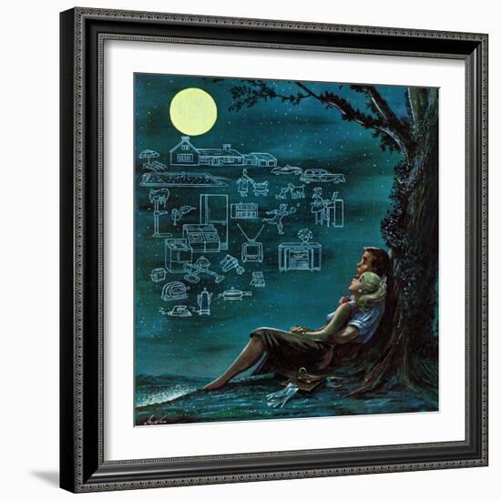 "Moonlit Future", August 15, 1959-Constantin Alajalov-Framed Giclee Print