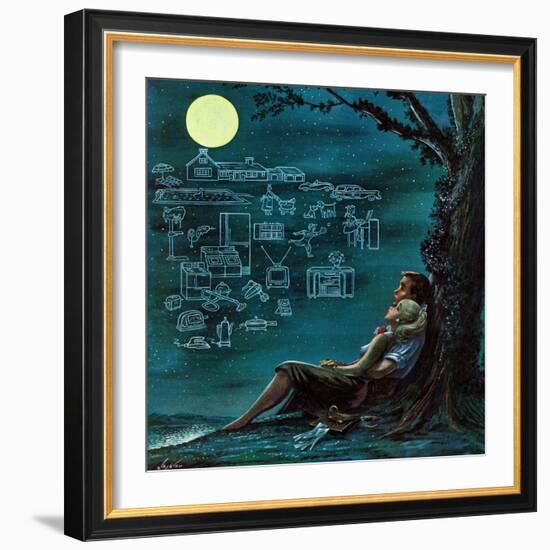 "Moonlit Future", August 15, 1959-Constantin Alajalov-Framed Giclee Print