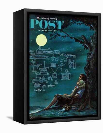 "Moonlit Future" Saturday Evening Post Cover, August 15, 1959-Constantin Alajalov-Framed Premier Image Canvas