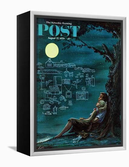 "Moonlit Future" Saturday Evening Post Cover, August 15, 1959-Constantin Alajalov-Framed Premier Image Canvas