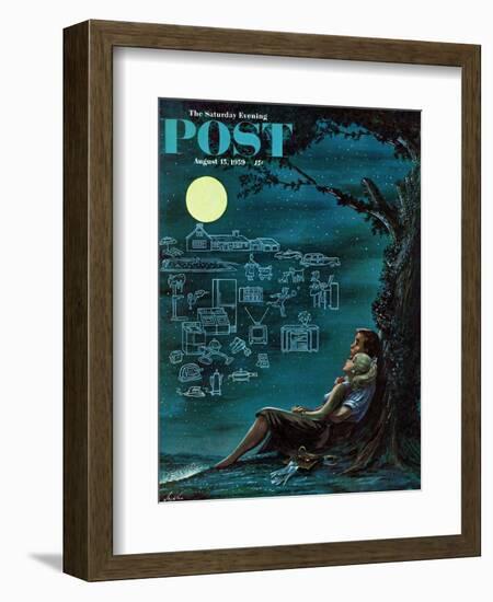 "Moonlit Future" Saturday Evening Post Cover, August 15, 1959-Constantin Alajalov-Framed Giclee Print