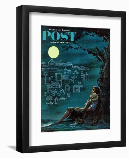 "Moonlit Future" Saturday Evening Post Cover, August 15, 1959-Constantin Alajalov-Framed Giclee Print