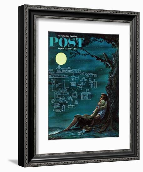 "Moonlit Future" Saturday Evening Post Cover, August 15, 1959-Constantin Alajalov-Framed Giclee Print