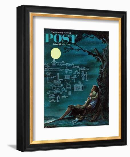 "Moonlit Future" Saturday Evening Post Cover, August 15, 1959-Constantin Alajalov-Framed Giclee Print